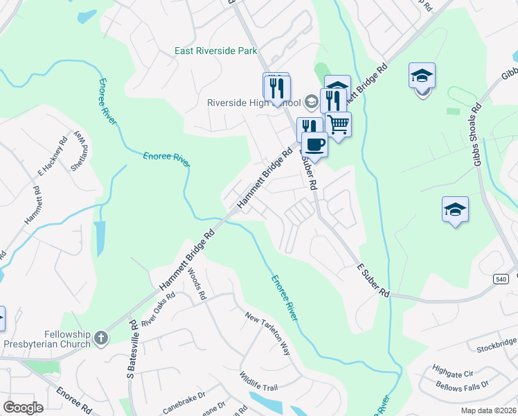 map of restaurants, bars, coffee shops, grocery stores, and more near 209 Hammett Grove Lane in Greer