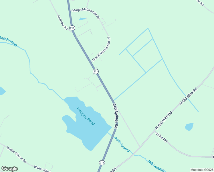 map of restaurants, bars, coffee shops, grocery stores, and more near 5407-5431 Red Spring Highway in Red Springs