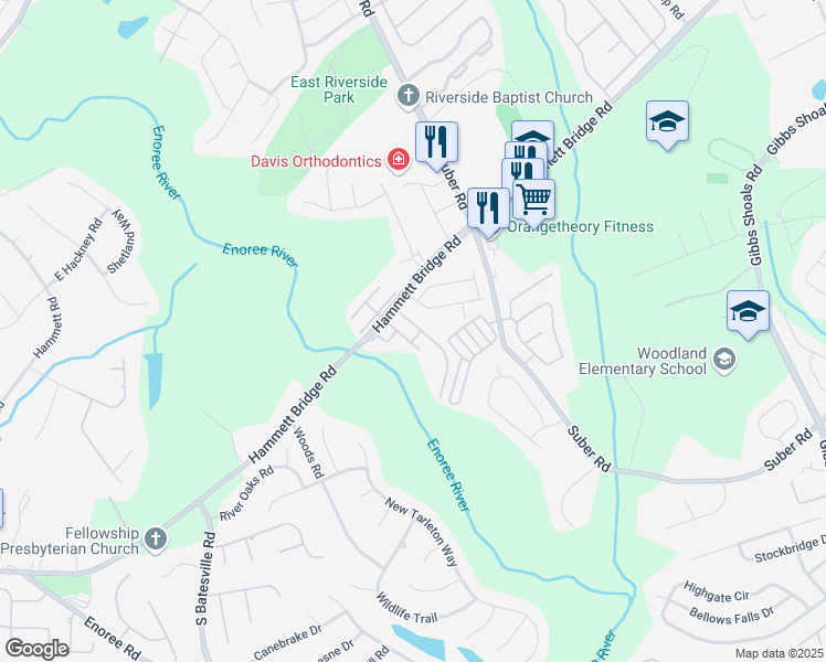 map of restaurants, bars, coffee shops, grocery stores, and more near 107 Brushy Hollow Lane in Greer