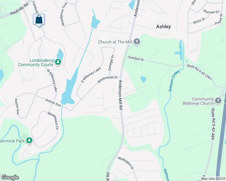 map of restaurants, bars, coffee shops, grocery stores, and more near 4552 Anderson Mill Road in Moore