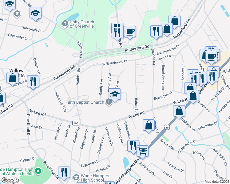map of restaurants, bars, coffee shops, grocery stores, and more near 140 Bell Avenue in Taylors