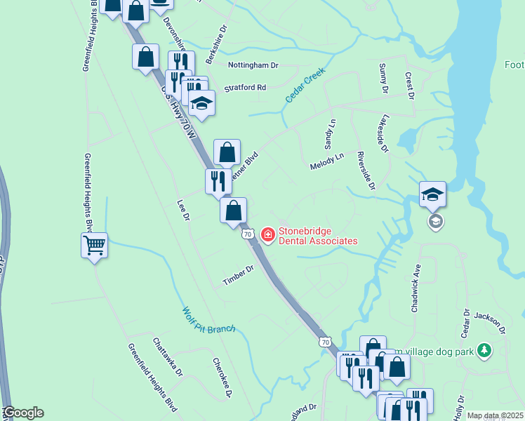map of restaurants, bars, coffee shops, grocery stores, and more near 215 Sweetbriar Lane in Havelock