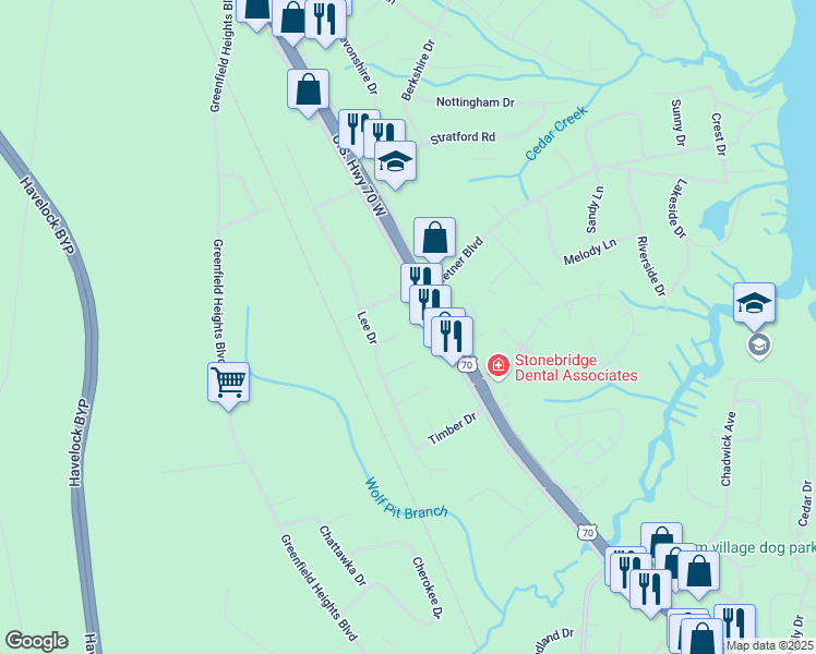 map of restaurants, bars, coffee shops, grocery stores, and more near 514 Cougar Place in Havelock
