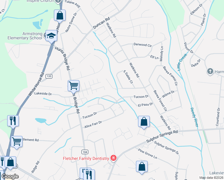 map of restaurants, bars, coffee shops, grocery stores, and more near 23 Blue Mountain Drive in Greenville