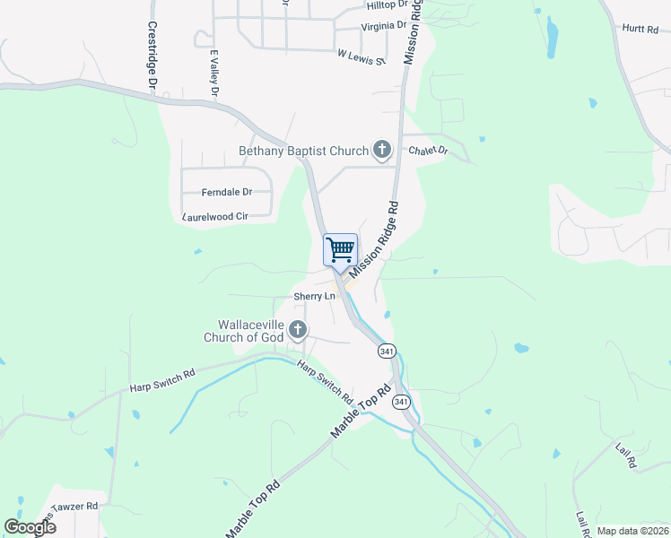 map of restaurants, bars, coffee shops, grocery stores, and more near 1997 Georgia 341 in Rossville