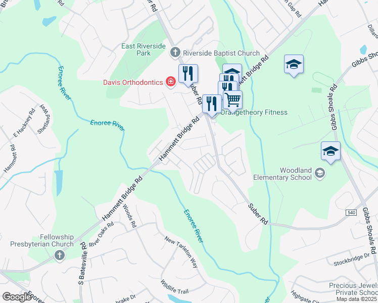 map of restaurants, bars, coffee shops, grocery stores, and more near 22 Irvington Drive in Greer