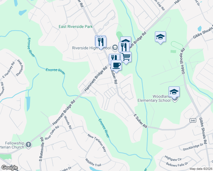 map of restaurants, bars, coffee shops, grocery stores, and more near 10 Irvington Drive in Greer