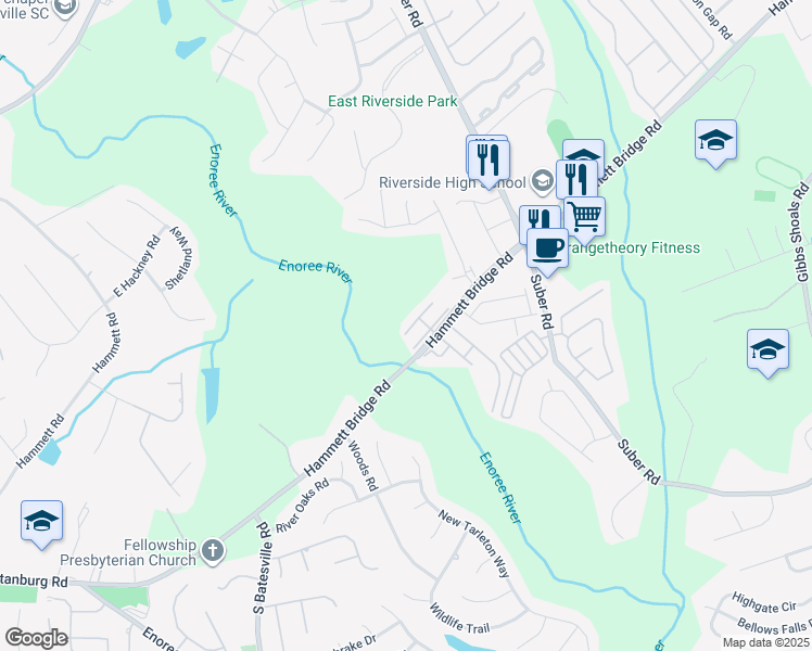 map of restaurants, bars, coffee shops, grocery stores, and more near 213 Nimbus Court in Greer