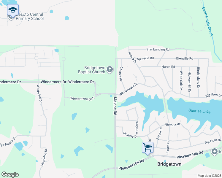 map of restaurants, bars, coffee shops, grocery stores, and more near 4030 Windermere Drive South in DeSoto County