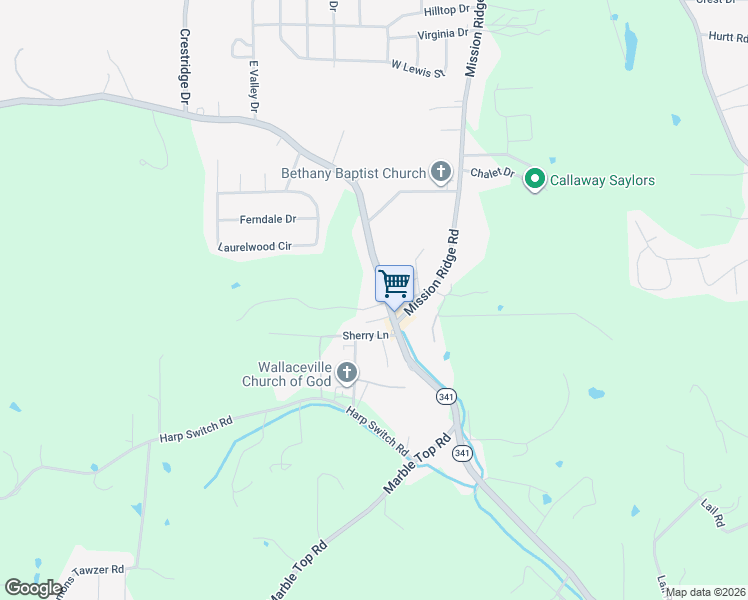 map of restaurants, bars, coffee shops, grocery stores, and more near 1997 Georgia 341 in Rossville