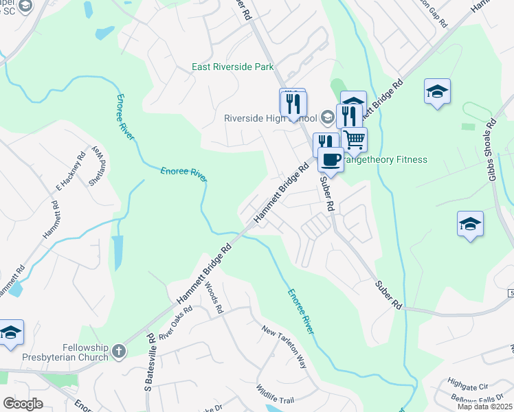 map of restaurants, bars, coffee shops, grocery stores, and more near 5 Stratus Court in Greer