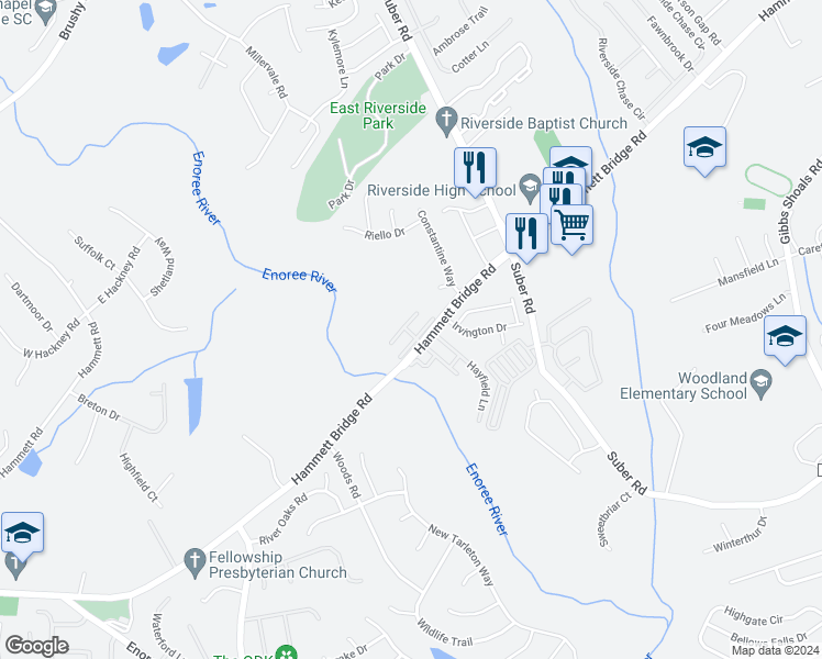 map of restaurants, bars, coffee shops, grocery stores, and more near 300 Cumulus Court in Greer