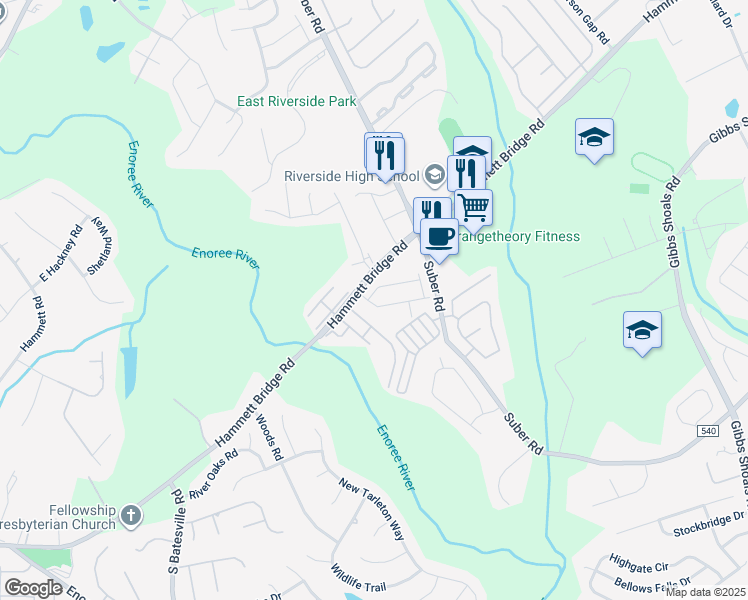 map of restaurants, bars, coffee shops, grocery stores, and more near 100 Middleby Way in Greer