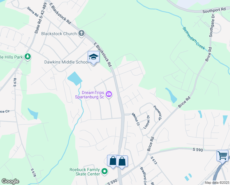 map of restaurants, bars, coffee shops, grocery stores, and more near 107 State Road S-42-9281 in Moore