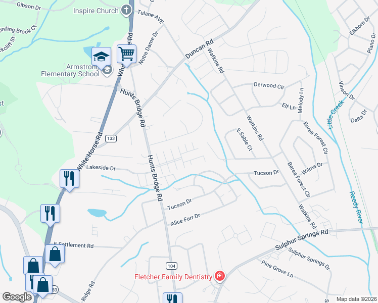 map of restaurants, bars, coffee shops, grocery stores, and more near 12 Fenwick Lane in Greenville