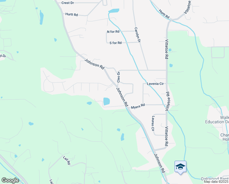 map of restaurants, bars, coffee shops, grocery stores, and more near 1646 Johnson Road in Chickamauga