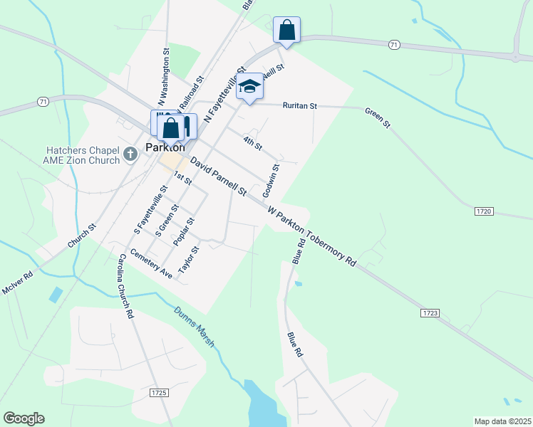 map of restaurants, bars, coffee shops, grocery stores, and more near 2795 W Parkton Tobermory Rd in Parkton