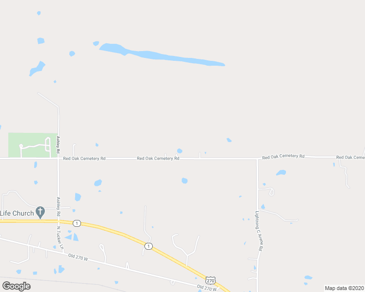 map of restaurants, bars, coffee shops, grocery stores, and more near 1595 Red Oak Cemetery Road in McAlester