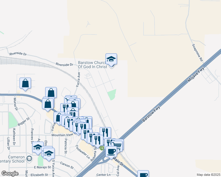 map of restaurants, bars, coffee shops, grocery stores, and more near 1426 Sage Drive in Barstow