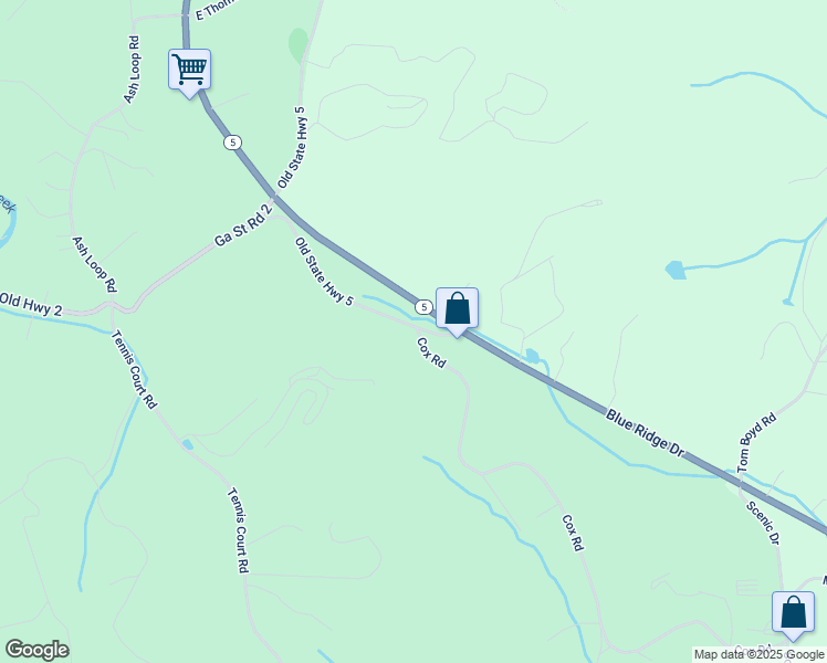 map of restaurants, bars, coffee shops, grocery stores, and more near 0 Cox Road in Blue Ridge