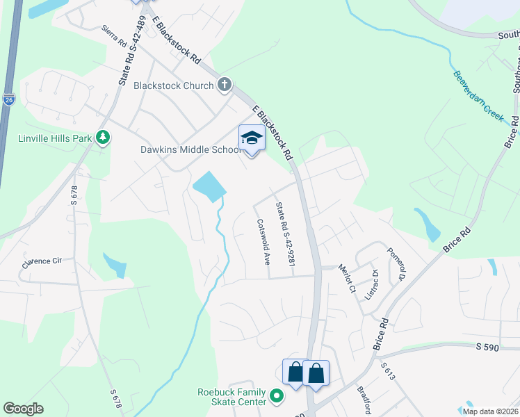 map of restaurants, bars, coffee shops, grocery stores, and more near 103 Cotswold Avenue in Moore