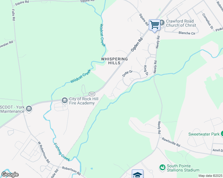 map of restaurants, bars, coffee shops, grocery stores, and more near 1980 Gilmore Road in Rock Hill