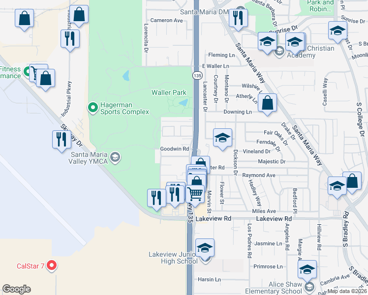 map of restaurants, bars, coffee shops, grocery stores, and more near in Orcutt
