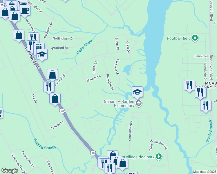 map of restaurants, bars, coffee shops, grocery stores, and more near 140 Stonebridge Trail in Havelock