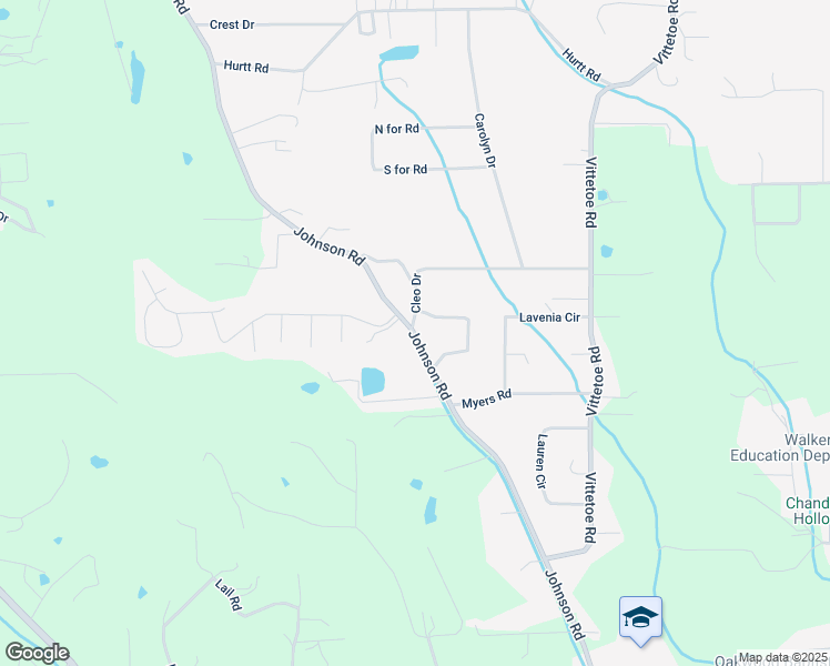 map of restaurants, bars, coffee shops, grocery stores, and more near 1646 Johnson Road in Chickamauga