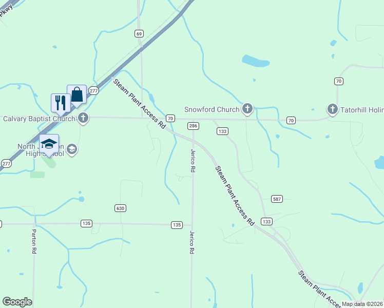 map of restaurants, bars, coffee shops, grocery stores, and more near 298 Jerico Road in Stevenson