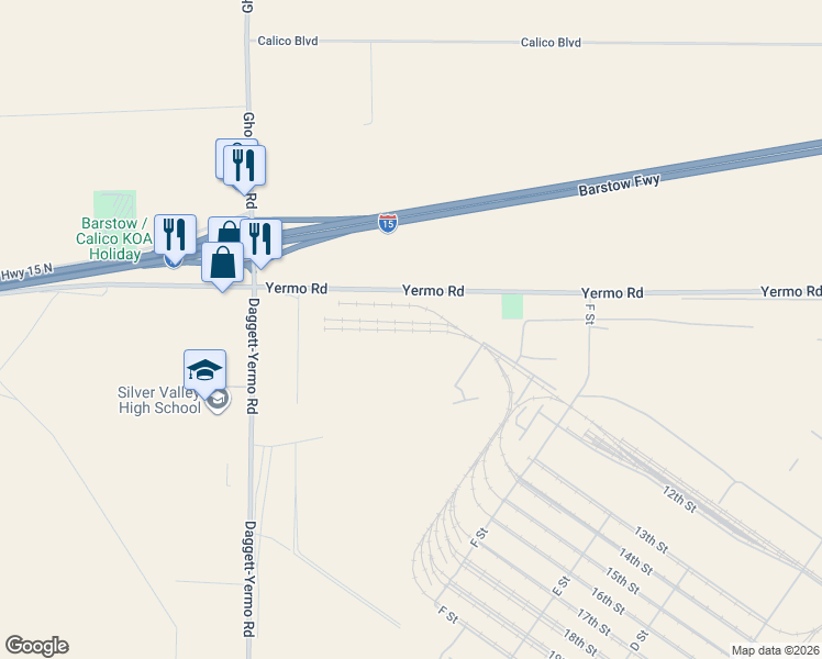 map of restaurants, bars, coffee shops, grocery stores, and more near in Yermo