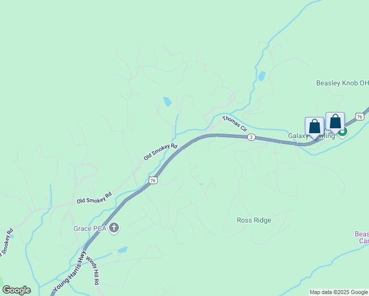 map of restaurants, bars, coffee shops, grocery stores, and more near 3 Moss Cove Road in Blairsville