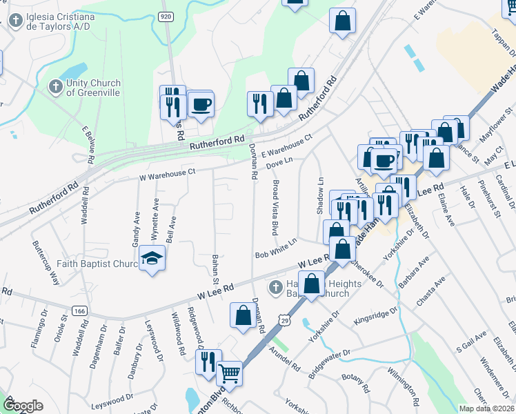 map of restaurants, bars, coffee shops, grocery stores, and more near 226 Donnan Road in Taylors