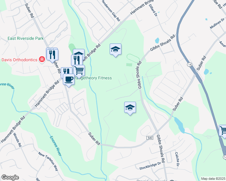 map of restaurants, bars, coffee shops, grocery stores, and more near 317 Mansfield Lane in Greer