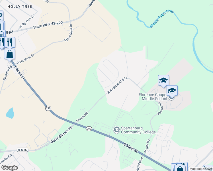 map of restaurants, bars, coffee shops, grocery stores, and more near 129 Clingstone Trail in Duncan