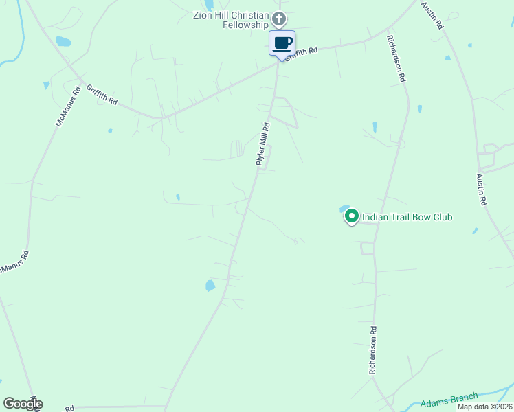 map of restaurants, bars, coffee shops, grocery stores, and more near 3901 Plyler Mill Rd in Monroe