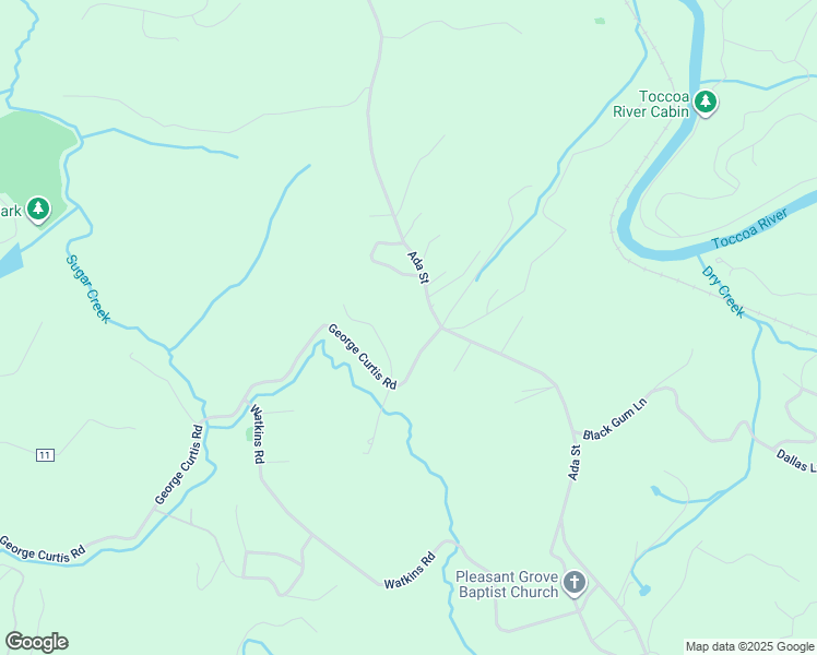 map of restaurants, bars, coffee shops, grocery stores, and more near 1821 George Curtis Road in Blue Ridge