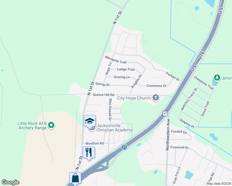 map of restaurants, bars, coffee shops, grocery stores, and more near 905 Stirrup Place in Jacksonville