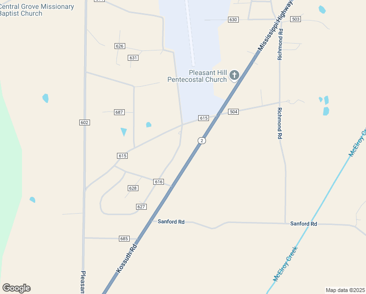 map of restaurants, bars, coffee shops, grocery stores, and more near 65-77 County Road 627 in Corinth