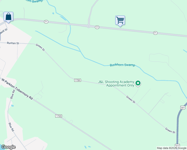 map of restaurants, bars, coffee shops, grocery stores, and more near 1000 Green Street in Parkton