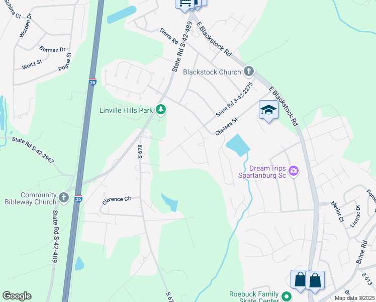 map of restaurants, bars, coffee shops, grocery stores, and more near 103 Westchester Place in Moore
