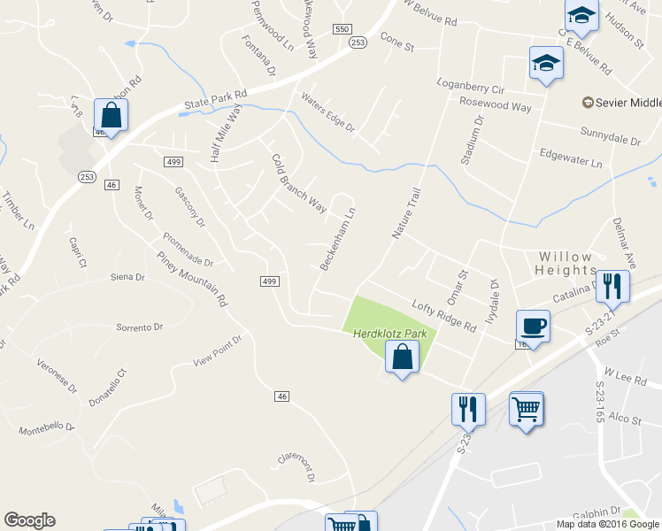 map of restaurants, bars, coffee shops, grocery stores, and more near 204 Beckenham Lane in Greenville