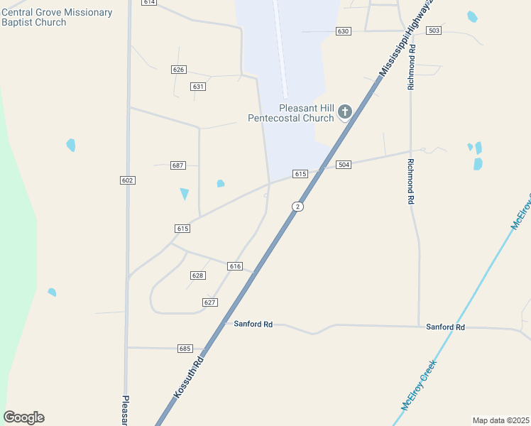 map of restaurants, bars, coffee shops, grocery stores, and more near 65 County Road 627 in Corinth