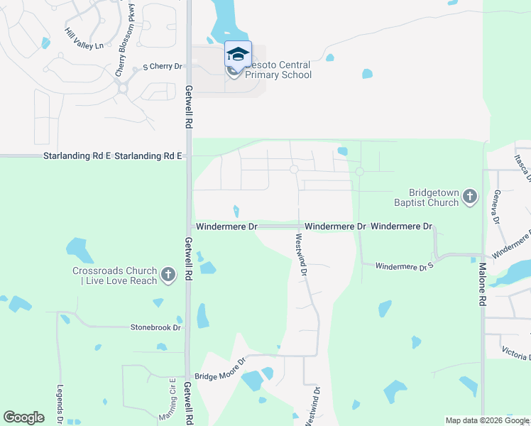 map of restaurants, bars, coffee shops, grocery stores, and more near 3260 Windermere Drive in DeSoto County
