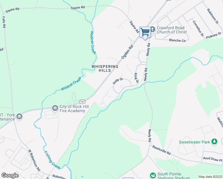 map of restaurants, bars, coffee shops, grocery stores, and more near 1955 Gilmore Road in Rock Hill