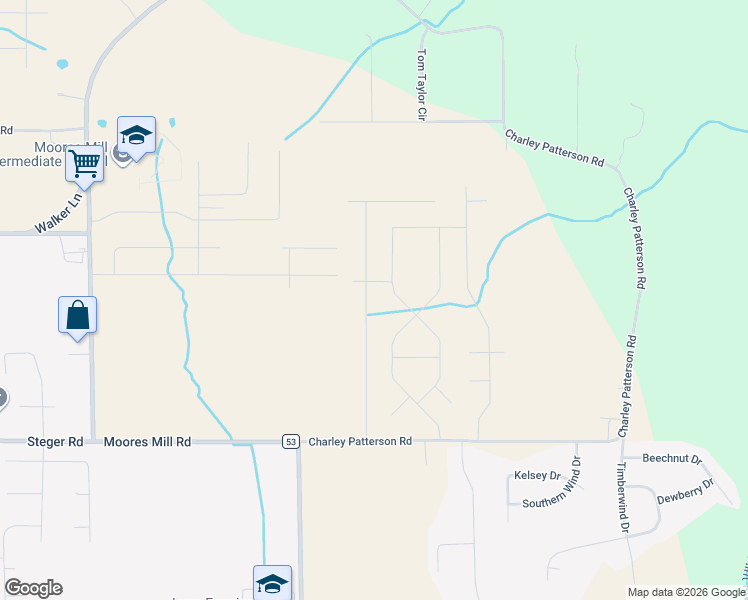 map of restaurants, bars, coffee shops, grocery stores, and more near 165 Charley Patterson Road in New Market