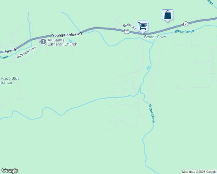 map of restaurants, bars, coffee shops, grocery stores, and more near 4045 Wildwind Lane in Blairsville