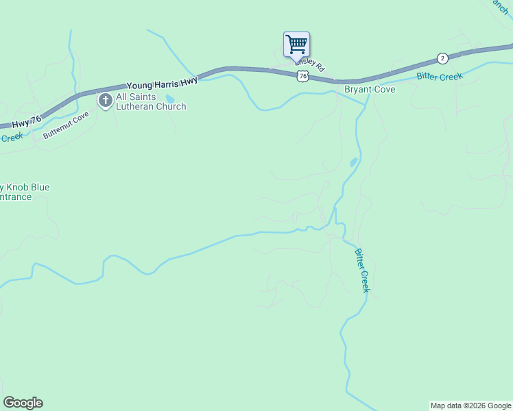 map of restaurants, bars, coffee shops, grocery stores, and more near 4045 Wildwind Lane in Blairsville