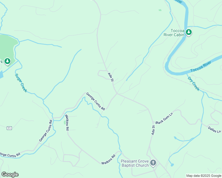 map of restaurants, bars, coffee shops, grocery stores, and more near 1821 George Curtis Road in Blue Ridge