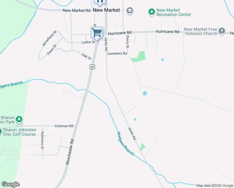 map of restaurants, bars, coffee shops, grocery stores, and more near 305 Jacks Road in New Market